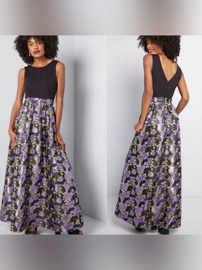 ModCloth Elegant Black Bodice Maxi Dress